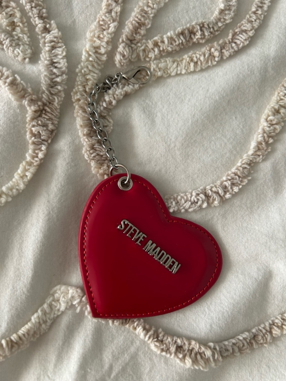 Steve Madden red heart keychain mirror
